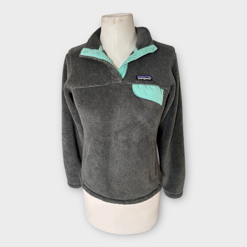 Patagonia Re-Tool Snap-T Fleece Pullover Feather Grey / Vjosa Green Womens Small